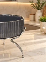 ⁦شياله بورسلين رصاصى مع قاعده  - 2080B⁩ - الصورة ⁦3⁩